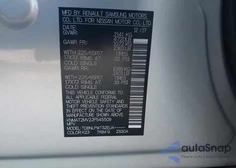 2018 Nissan Rogue S z USA, uszkodzony, nr VIN KNMAT2MV2JP545509